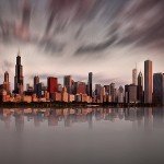 Chicago-Skyline-Sunrise-Red