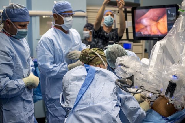 USNS Mercy surgical team, Sri Lankan surgical team perform first robot-assisted surgery aboard a ship